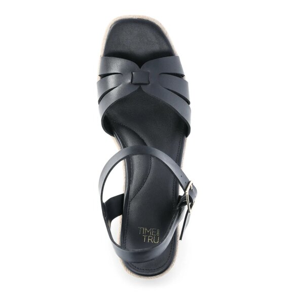 Time and Tru Women's Espadrille Wedge Sandals, Size 8.5, Medium Width, Black - Picture 4 of 5